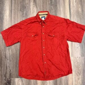 Vintage Red Wrangler Western Short Sleeve Button Down Shirt XL